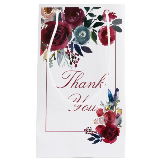 ボホシックブルゴーニュ&ネイビーオータム秋の結婚式 スモールペーパーバッグ (正面)