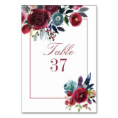 ボホシックブルゴーニュ&ネイビーオータム秋の結婚式 テーブルナンバー (裏面)