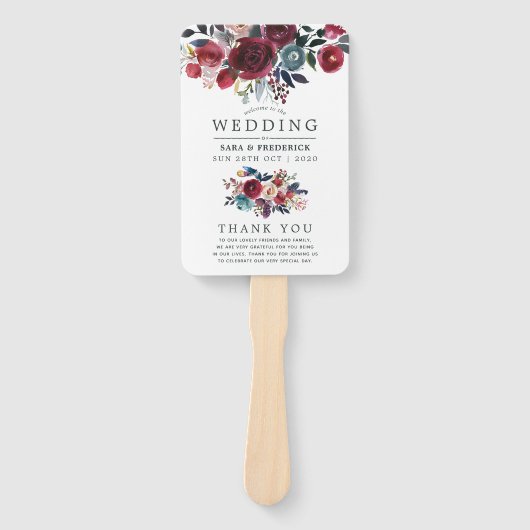 ボホシックブルゴーニュ&ネイビーオータム秋の結婚式 ハンドファン (正面)