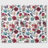 ボホシックブルゴーニュ&ネイビーオータム秋の結婚式 ラッピングペーパー (フラット)