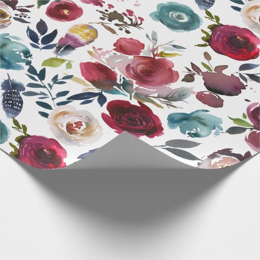 ボホシックブルゴーニュ&ネイビーオータム秋の結婚式 ラッピングペーパー (角)