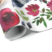 ボホシックブルゴーニュ&ネイビーオータム秋の結婚式 ラッピングペーパー (ロールコーナー)