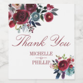 ボホシックブルゴーニュ&ネイビーオータム秋の結婚式 ワインラベル (シングルラベル)