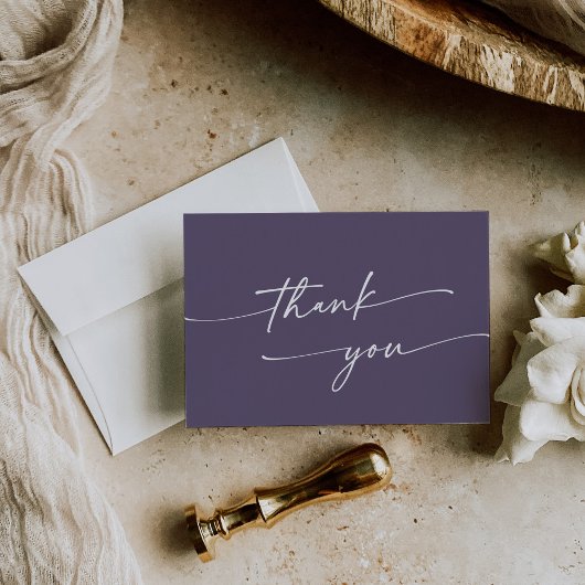 ボホシックプラムパープルフラット結婚ズ サンキューカード