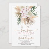 ボホシックベビーイン開花シャワー少女の招待 招待状 (正面/裏面)