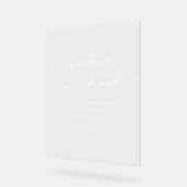 ボホシックホワイト澄んズ結婚シグネチャードリンク アクリルサイン (傾斜)