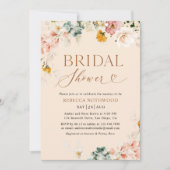 ボホシックボタニカルハートスクリプトブライダルシャワー 招待状 (正面)
