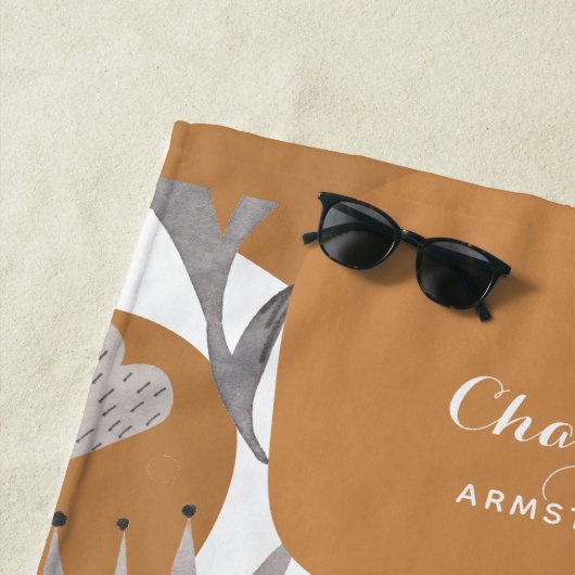 ボホシックボタニカルフローラ名と引用文 ビーチタオル (インサイチュ)