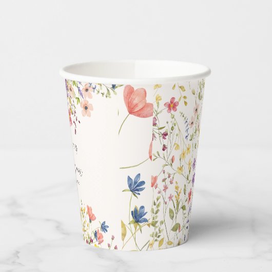 ボホシックボタニカルワイルドフラワーファースト誕生日 紙コップ (左)