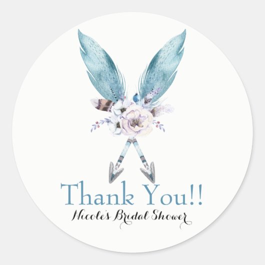 ボホシックボヘミアンアローズ羽根フローラパーティー ラウンドシール (正面)