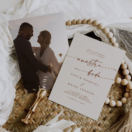 ボホシックボヘミアンクリームフォトスペインの結婚ズ 招待状