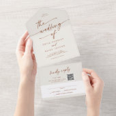 ボホシックボヘミアンクリームQRコードインズ結婚ーズ オールインワン招待状 (貼ってはがせる)