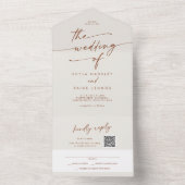 ボホシックボヘミアンクリームQRコードインズ結婚ーズ オールインワン招待状 (内側)