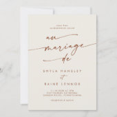 ボホシックボヘミアンクリームQRコーフランスのド結婚ズ 招待状 (正面)