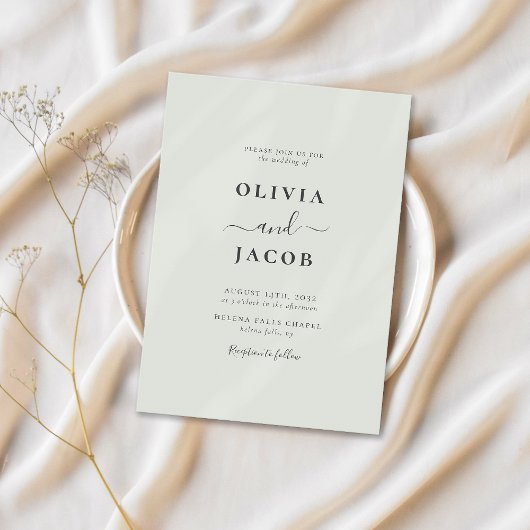 ボホシックボヘミアンセージ緑の書道結婚の数 招待状