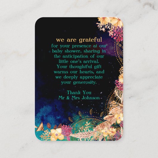 ボホシックボヘミアンフローラフェザーありがとう 名刺 (裏面)