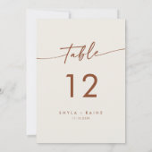 ボホシックボヘミアン結婚クリームのテーブル番号 招待状 (裏面)