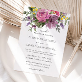 ボホシックマゼンタピンクパープルメイヴフローラ結婚ズ 招待状