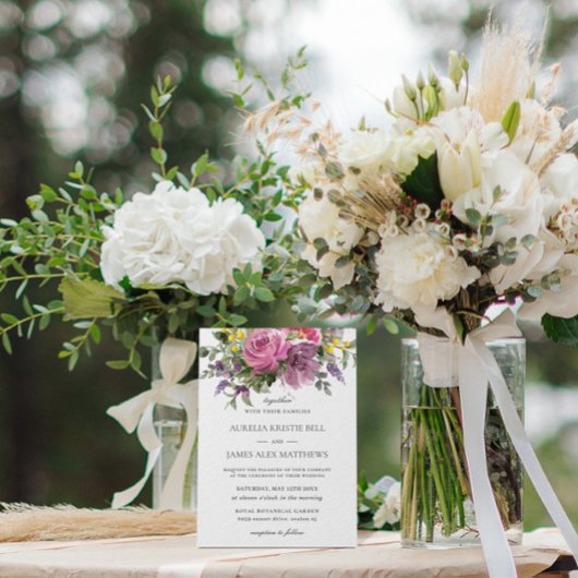 ボホシックマゼンタピンクパープルメイヴフローラ結婚ズ 招待状