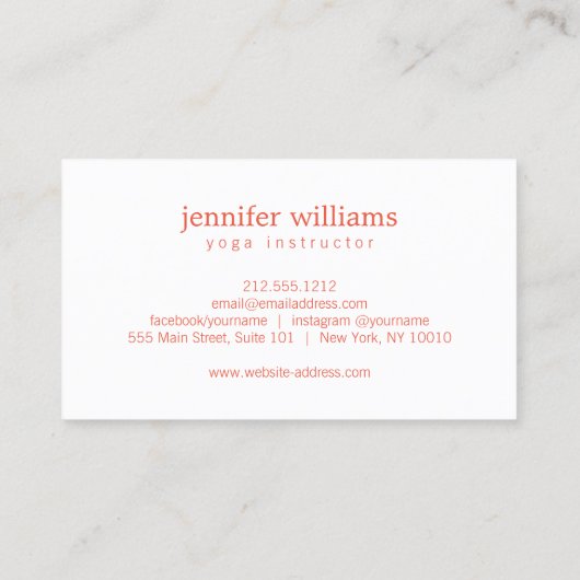 ボホシックマンダラナマステヨガコーラル 名刺 (裏面)