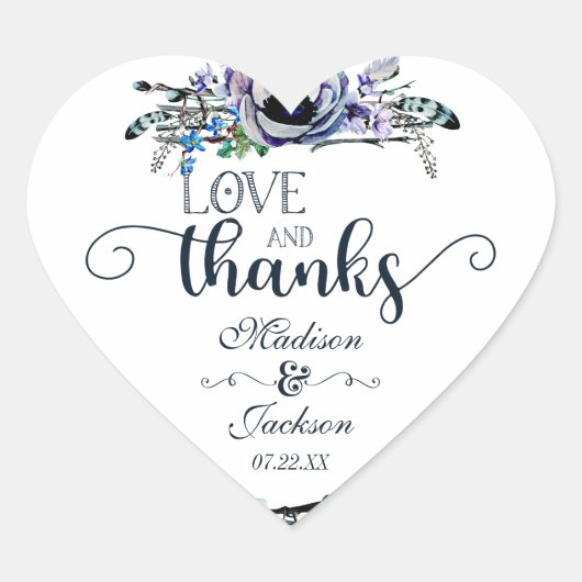 ボホシックミント&ネイビーフローララブ&フ感謝していァット ハートシール (正面)