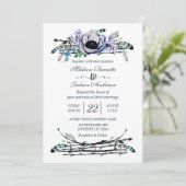 ボホシックミント&ネイビーフローラ結婚式招待状 招待状 (スタンド正面)