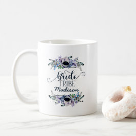ボホシックミント&ネイビー結婚フローラの花嫁部族 コーヒーマグカップ