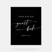 ボホシックモダンブラック結婚ズゲストブック アクリルサイン (正面)
