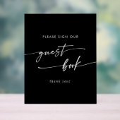 ボホシックモダンホワイトブラック結婚ズゲストブック アクリルサイン (ニュートラル)