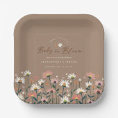 ボホシックモダンワイルドフラワーベビーイン開花シャワー ペーパープレート (正面)