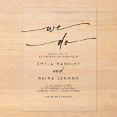 ボホシックユニークア澄んクリル私たちは結婚の アクリル招待状 (正面)