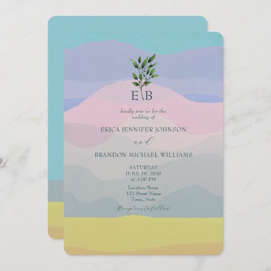 ボホシックユニークカラフル結婚式招待状 招待状 (正面/裏面)