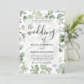 ボホシックユーカリプタス&パープルフローラ結婚ズ 招待状 (スタンド正面)