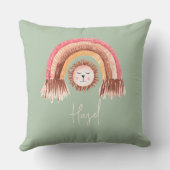 ボホシックレインボーライオンベビーネームテラコッタ クッション (裏面)