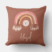 ボホシックレインボーライオンベビーネームテラコッタ クッション (正面)