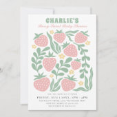 ボホシックレトロいちごカラフルベビーシャワー 招待状 (正面)