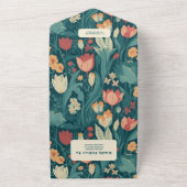 ボホシックレトロカラフルフローラ結婚ズ オールインワン招待状 (外側)