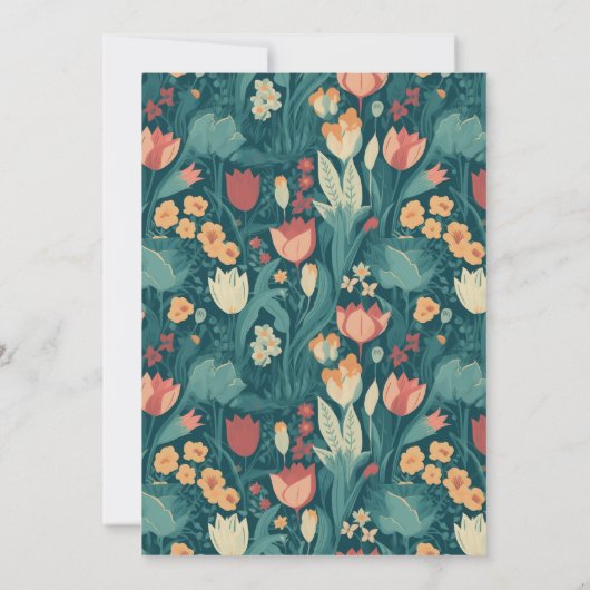 ボホシックレトロカラフルフローラ結婚ズ セーブザデート (裏面)