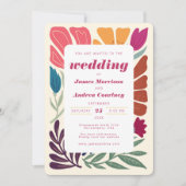 ボホシックレトロカラフルフローラ結婚ズ 招待状 (正面)