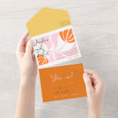 ボホシックレトロカラフルフローラ結婚式招待状 オールインワン招待状 (貼ってはがせる)