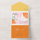 ボホシックレトロカラフルフローラ結婚式招待状 オールインワン招待状 (内側)