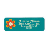 ボホシックレトロフローラティール(緑がかった色)差出人住所ラベル ラベル (正面)