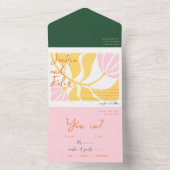 ボホシックレトロブライトカラフルフローラ結婚ズ オールインワン招待状 (内側)