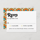 ボホシックレトロ70の食結婚品アレルギーRSVP 出欠カード (正面/裏面)