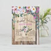 ボホシックロングホーンスカルフローラブライダルシャワー 招待状 (スタンド正面)