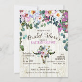 ボホシックロングホーン牛スカルフローラブライダルシャワー 招待状 (正面)