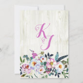 ボホシックロングホーン牛スカルフローラ結婚ズ 招待状 (裏面)