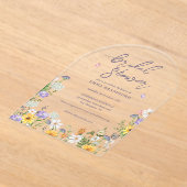 ボホシックワイルドフラワーエレガントブライダルシャワー アクリル招待状 (レイダウン)