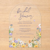 ボホシックワイルドフラワーエレガントブライダルシャワー アクリル招待状 (正面)