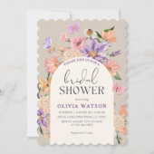 ボホシックワイルドフラワーズ蝶ブライダルシャワー 招待状 (正面)